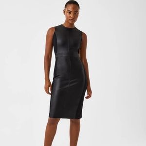 Leather-Like Combo Fitted Dress